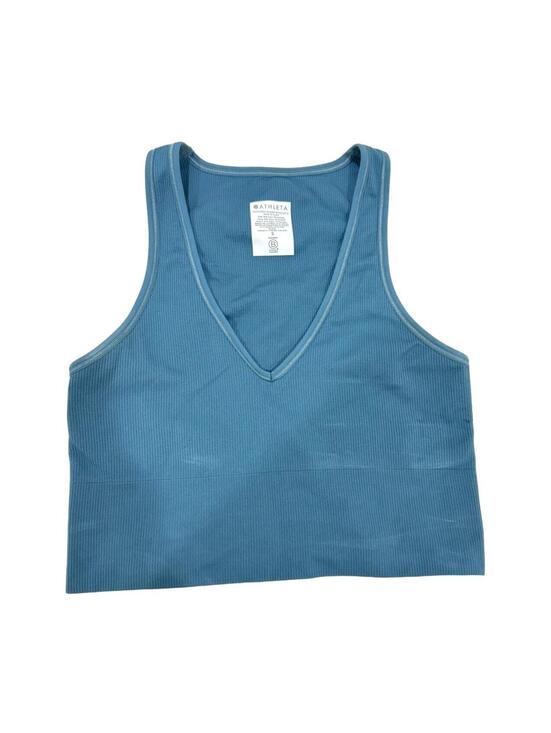 Athleta Tops - Athleta Aurora Seamless Ribbed Crop Top Tank V-Neck Teal Blue Small